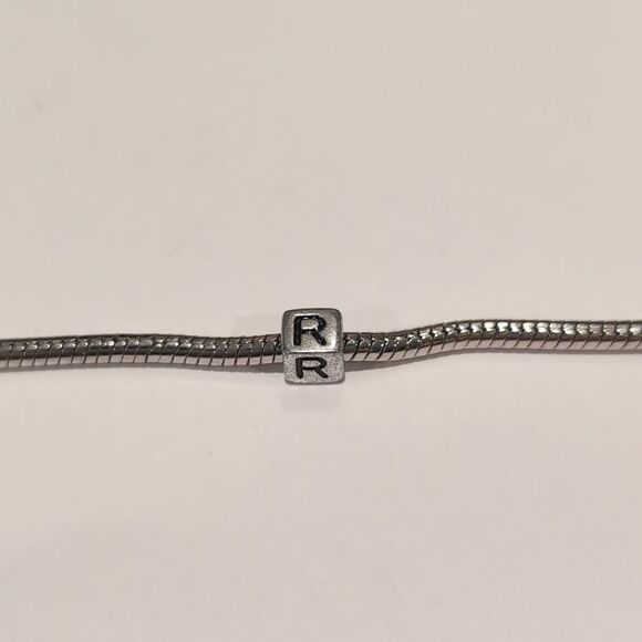 Silver R Spacer Charm for Pandora Style Bracelet‎ - Picture 2 of 5